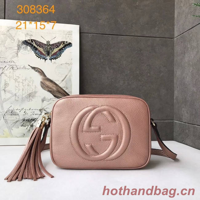 Gucci Soho Calfskin Leather Disco Bag 308364 pink