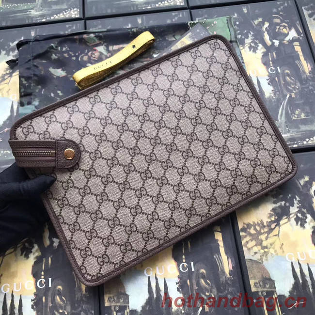 Gucci GG Supreme canvas pouch 597619 brown