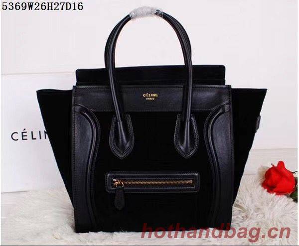 Celine Luggage Micro Tote Bag Original Suede Leather CL5369 Black