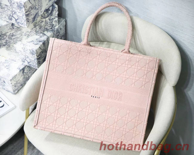 DIOR BOOK TOTE BAG IN EMBROIDERED CANVAS C1286 Pink