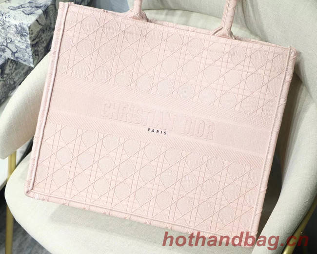 DIOR BOOK TOTE BAG IN EMBROIDERED CANVAS C1286 Pink