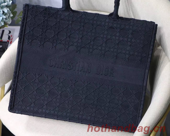 DIOR BOOK TOTE BAG IN EMBROIDERED CANVAS C1286 dark blue