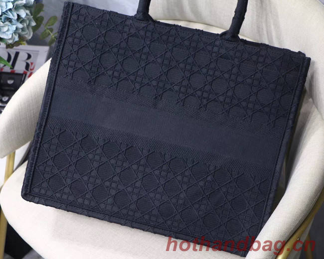 DIOR BOOK TOTE BAG IN EMBROIDERED CANVAS C1286 dark blue