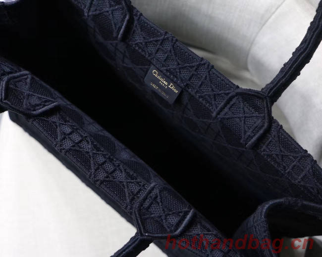 DIOR BOOK TOTE BAG IN EMBROIDERED CANVAS C1286 dark blue