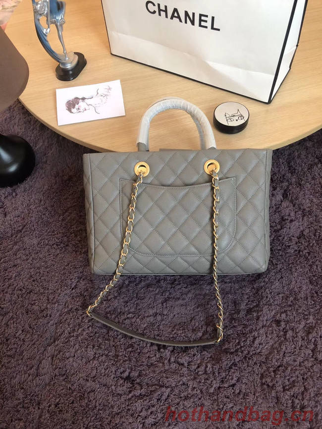 Chanel large shopping bag Calfskin & Gold-Tone Metal A57974 grey