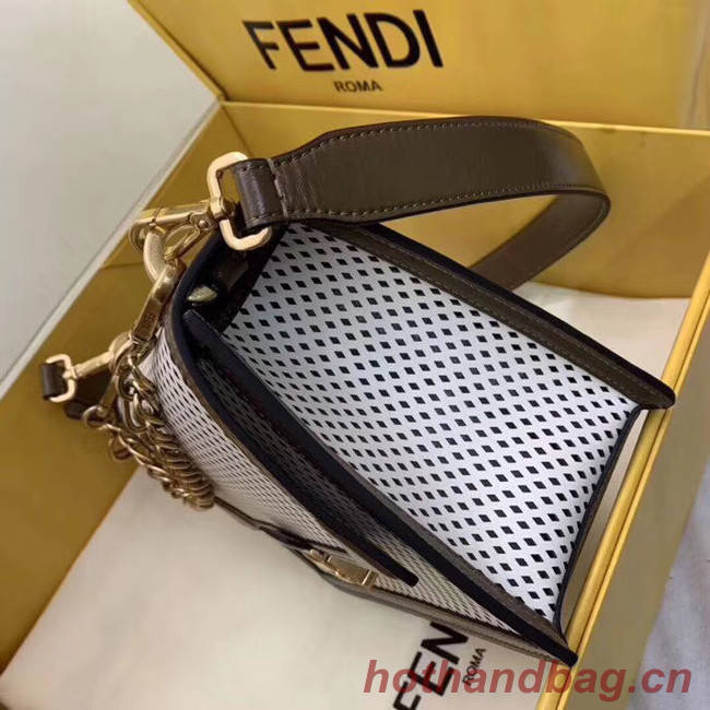 Fendi KAN U leather bag 8BT313 Khaki&white