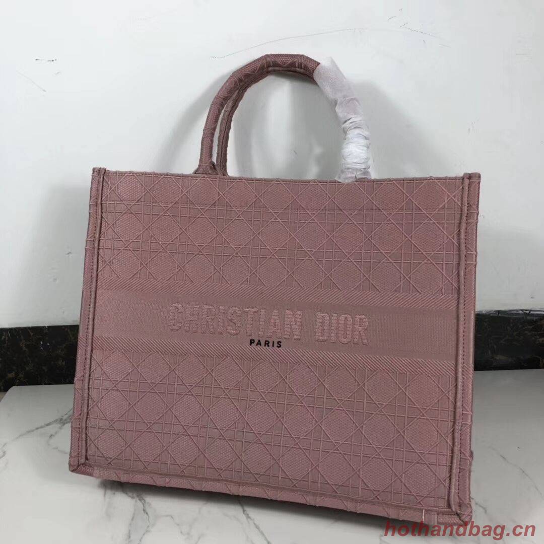 DIOR BOOK TOTE BAG IN EMBROIDERED CANVAS C1286 pink