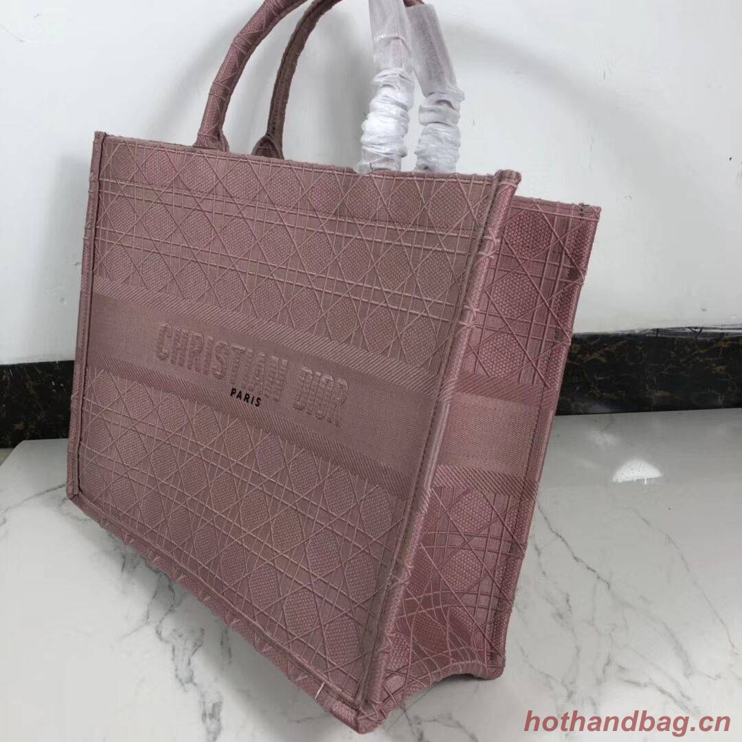 DIOR BOOK TOTE BAG IN EMBROIDERED CANVAS C1286 pink