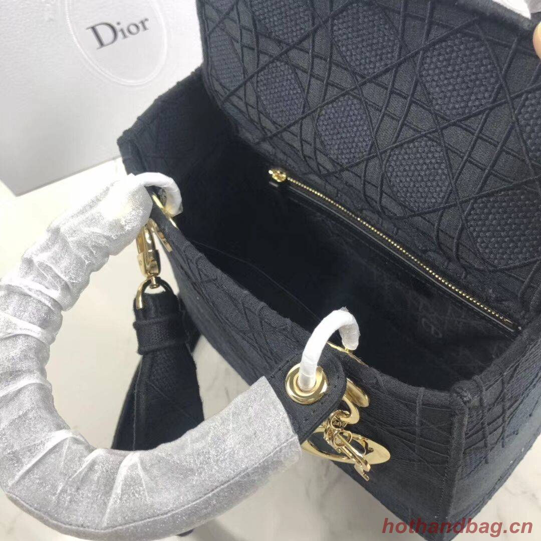 LADY DIOR TOTE BAG IN EMBROIDERED CANVAS C4532 black