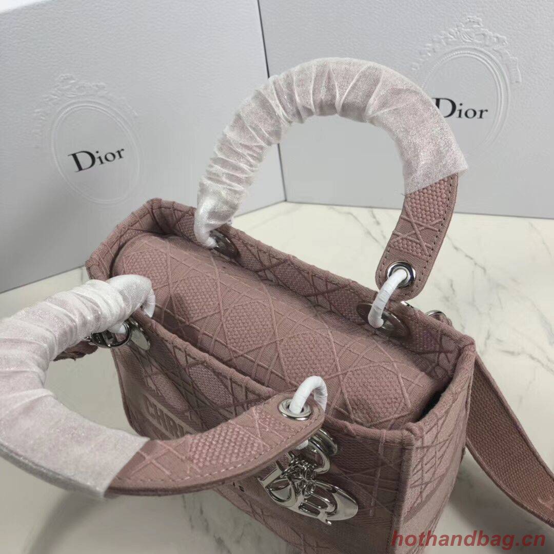 LADY DIOR TOTE BAG IN EMBROIDERED CANVAS C4532 pink