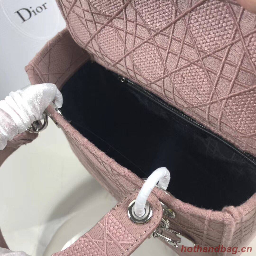 LADY DIOR TOTE BAG IN EMBROIDERED CANVAS C4532 pink