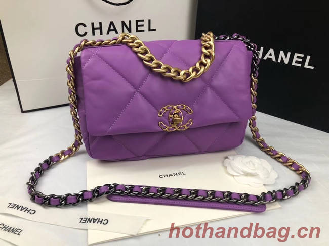 CHANEL 19 Flap Bag AS1160 purple