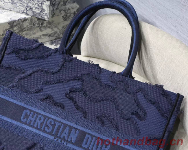 DIOR BLUE DIOR BOOK TOTE CAMOUFLAGE EMBROIDERED CANVAS BAG M1286