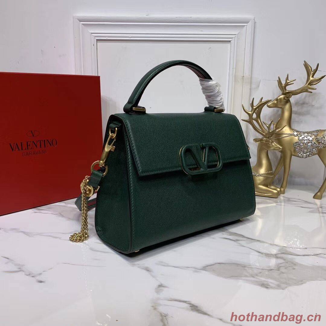 VALENTINO Origianl leather Tote Bag V0025 Blackish green