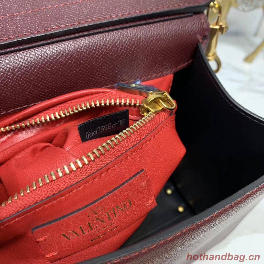 VALENTINO Origianl leather Tote Bag V0025 Burgundy