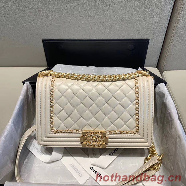 BOY CHANEL flap bag A67086 white