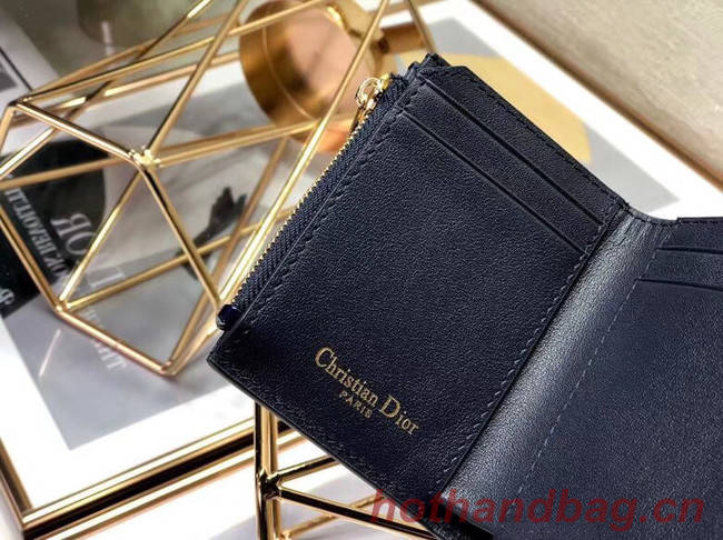 Dior MEDIUM 30 MONTAIGNE LOTUS PATENT CALFSKIN WALLET S2057 blue