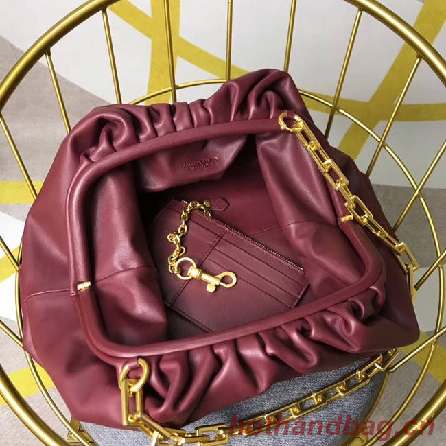 Bottega Veneta Nappa lambskin soft wide large Shoulder Bag 585853 Burgundy