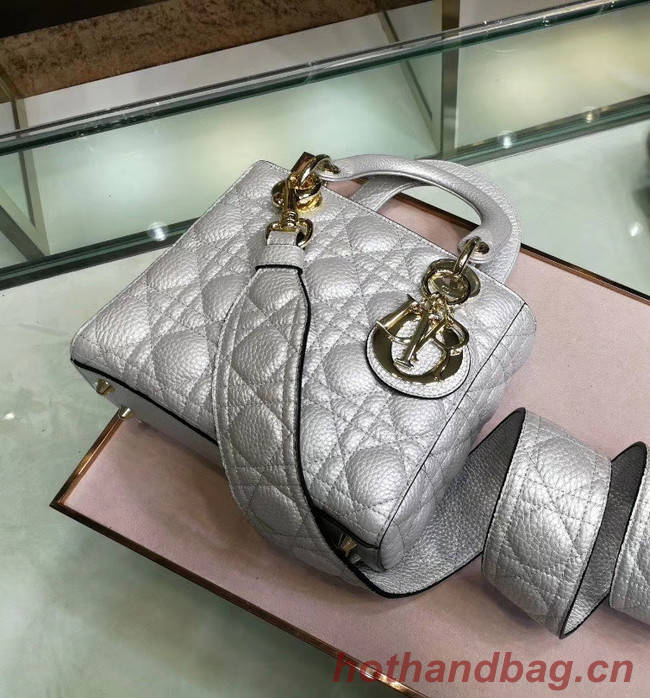 Dior MINI LADY DIOR CALFSKIN BAG M0574 Silvery white