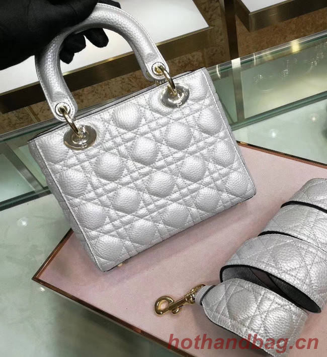 Dior MINI LADY DIOR CALFSKIN BAG M0574 Silvery white