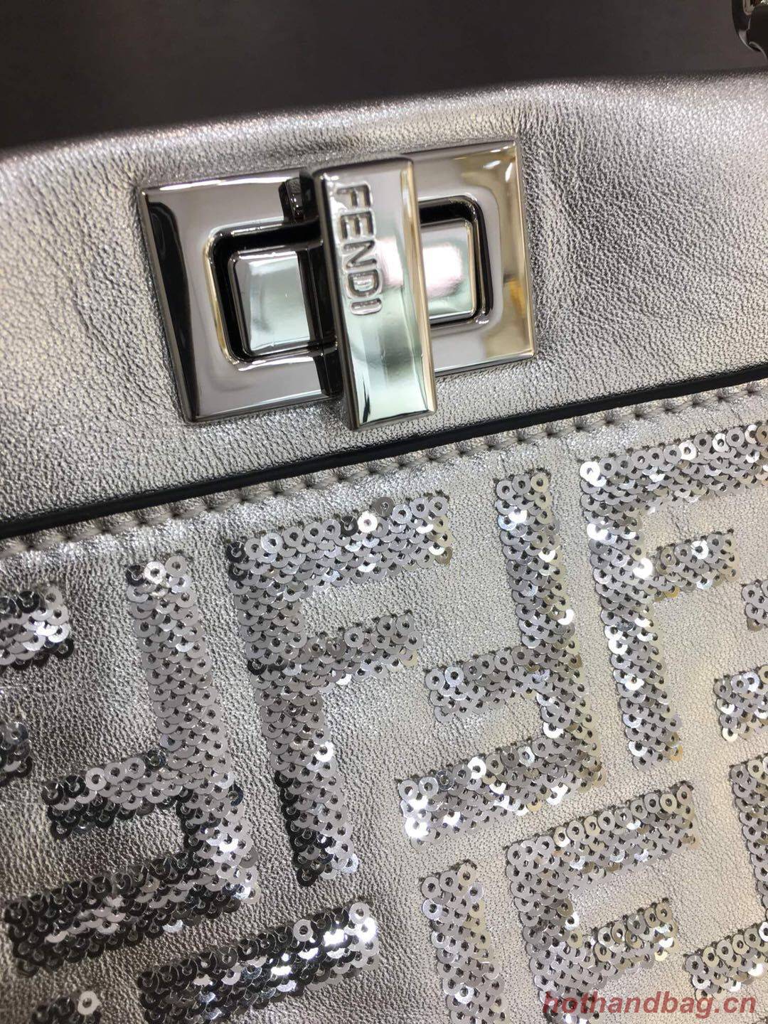 Fendi PEEKABOO ICONIC MEDIUM Silver leather bag 8BN290