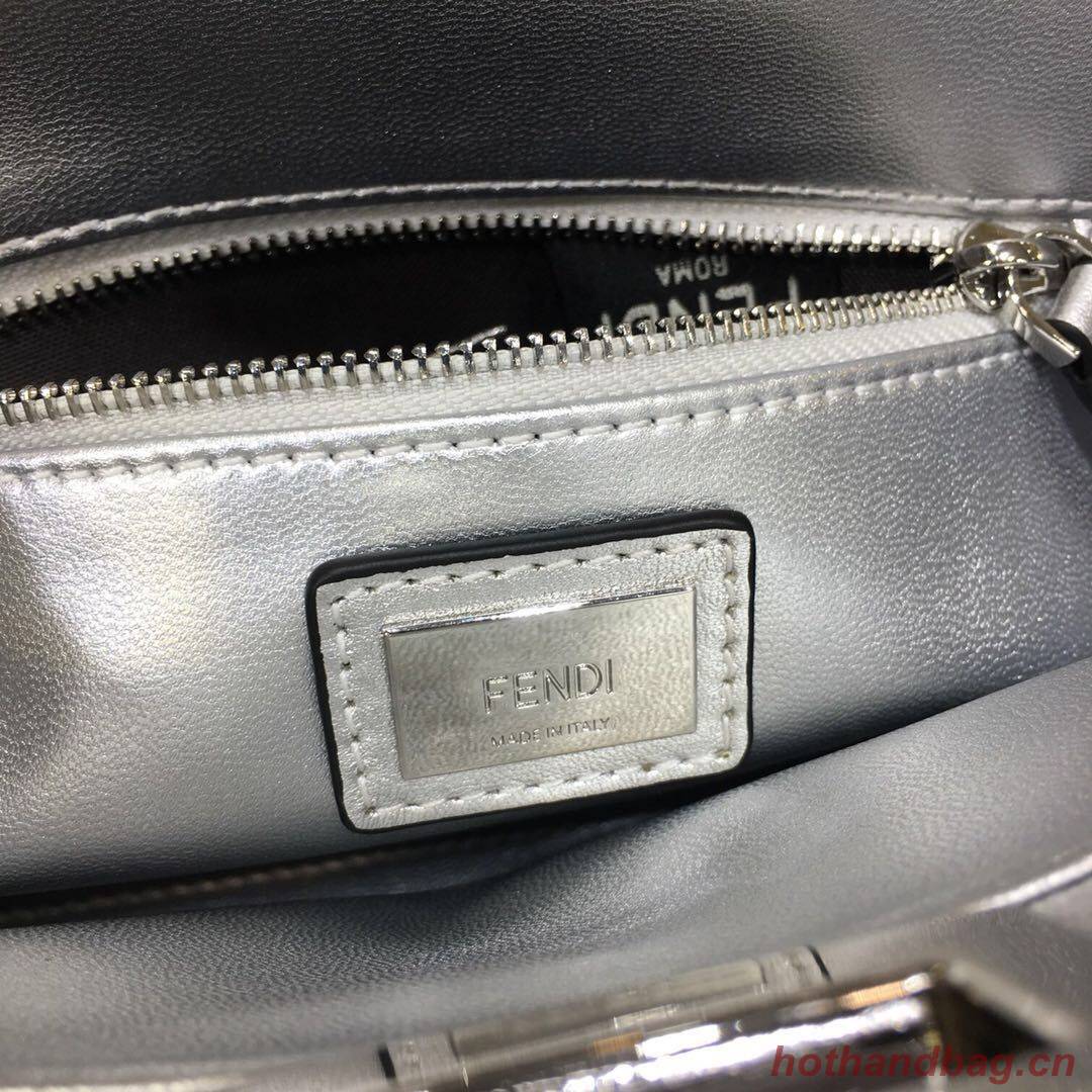 Fendi PEEKABOO ICONIC MEDIUM Silver leather bag 8BN290