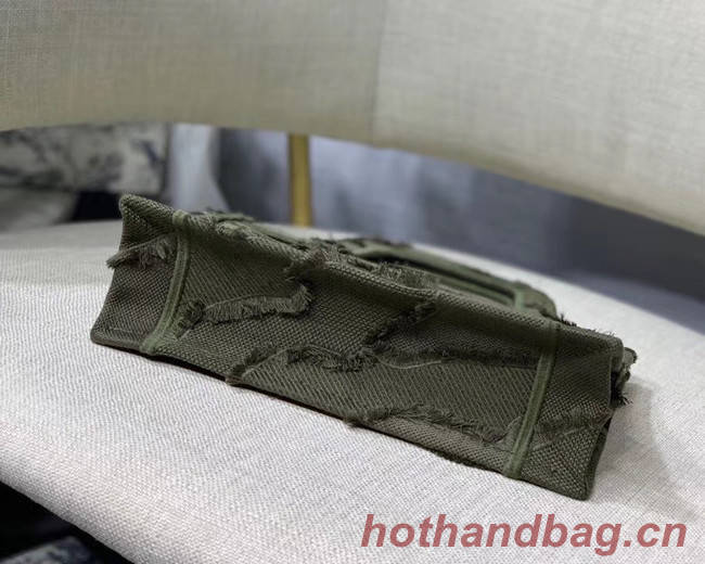 MINI DIOR BOOK TOTE ORIGINAL DIOR OBLIQUE EMBROIDERED CANVAS BAG M974 green