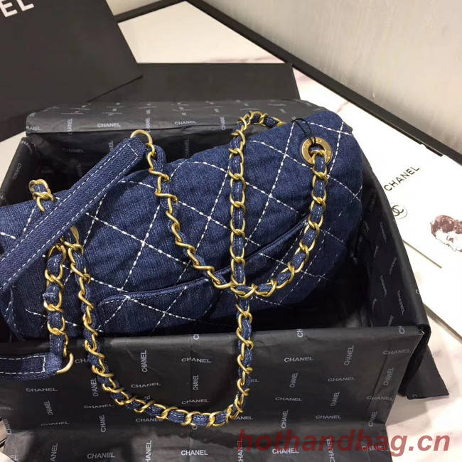 CHANEL Denim flap bag AS1328 blue