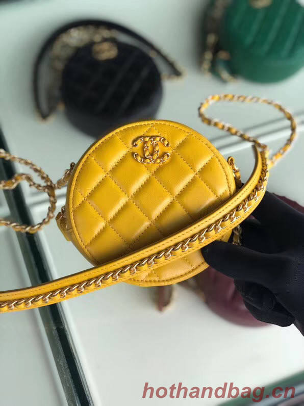 CHANEL Sheepskin Chain packet A0725 yellow