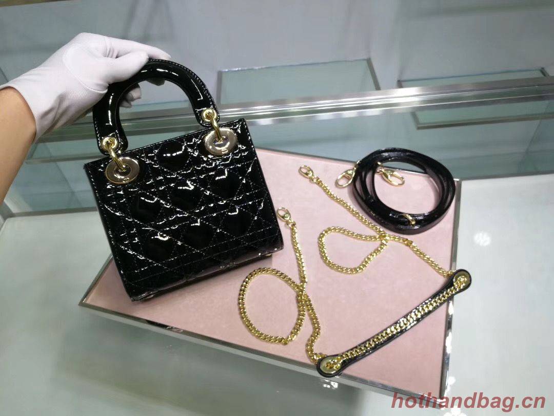 Dior MINI LADY DIOR CALFSKIN Black BAG M0505O Gold