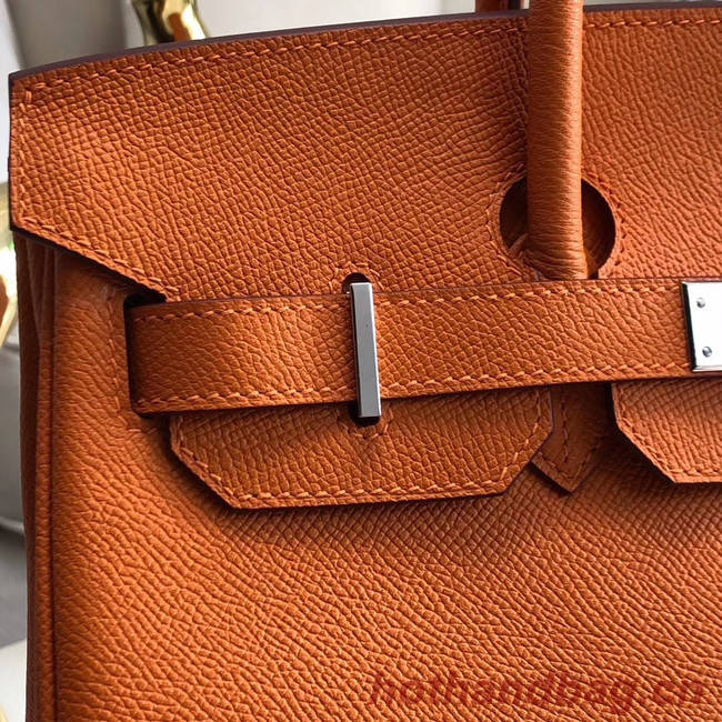 Hermes original Epsom Leather HB35O orange&silver Metal