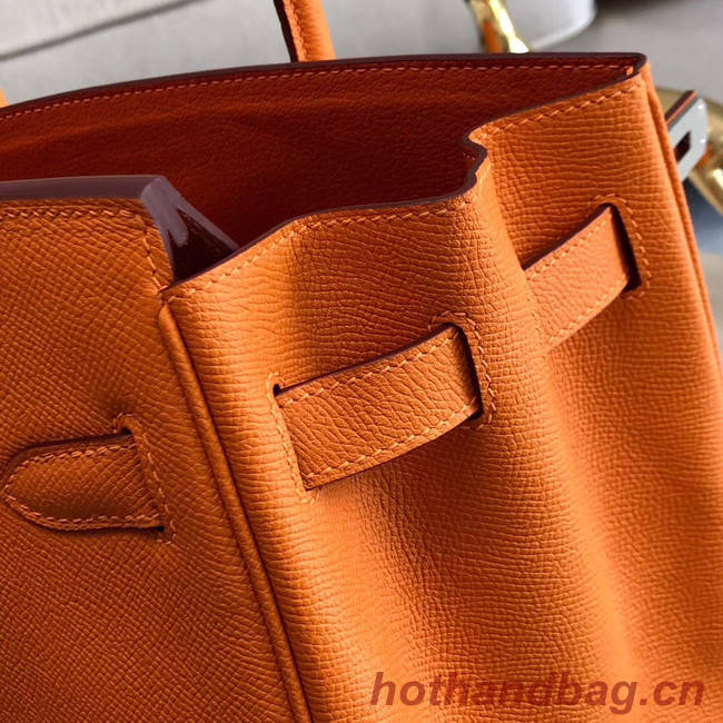 Hermes original Epsom Leather HB35O orange&silver Metal