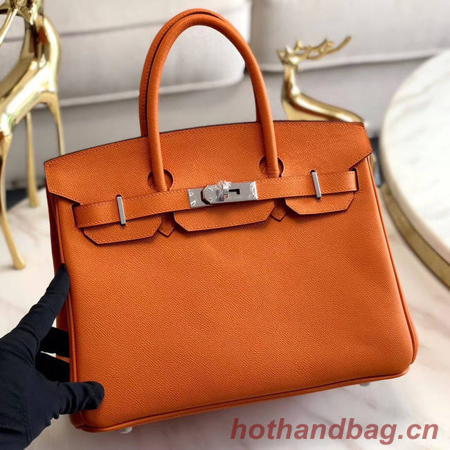 Hermes original Epsom Leather HB35O orange&silver Metal