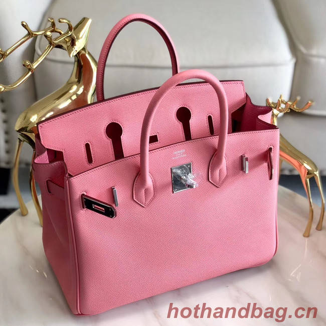 Hermes original Epsom Leather HB35O pink&silver Metal