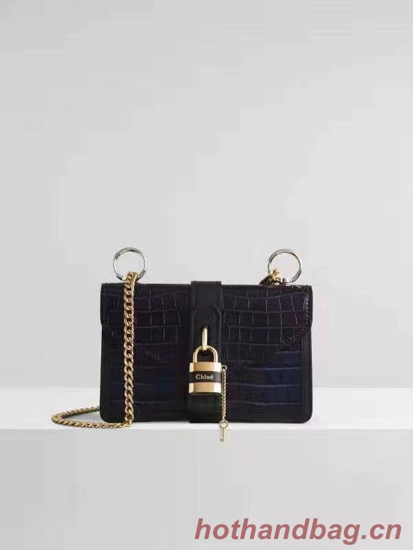 Chloe Original Crocodile skin Leather Bag 3S068 Black