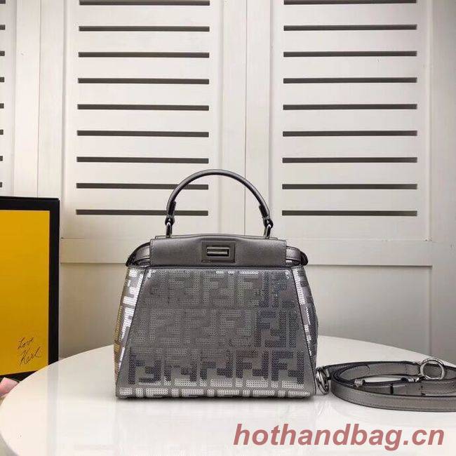 FENDI PEEKABOO ICONIC leather bag F0335 Silver