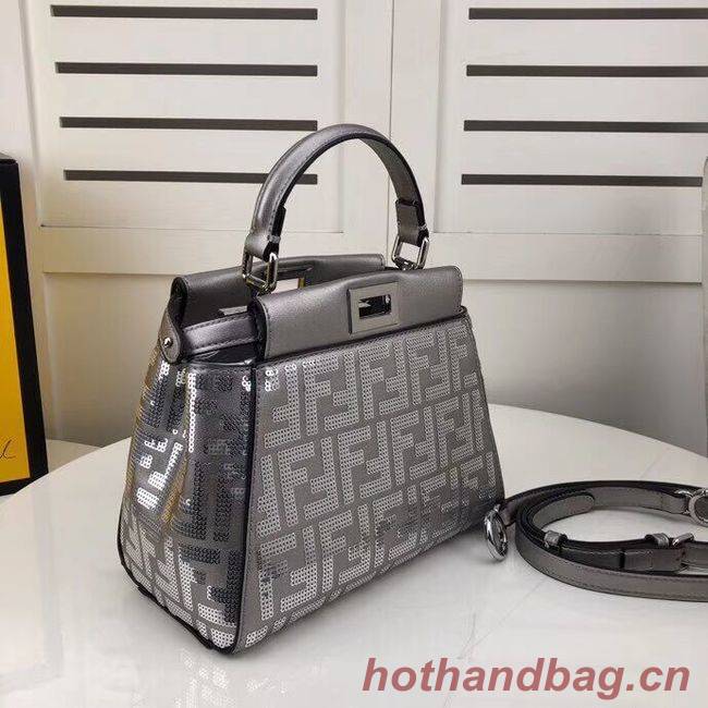 FENDI PEEKABOO ICONIC leather bag F0335 Silver