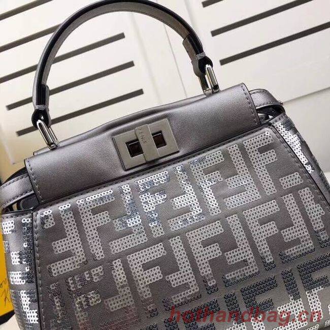 FENDI PEEKABOO ICONIC leather bag F0335 Silver