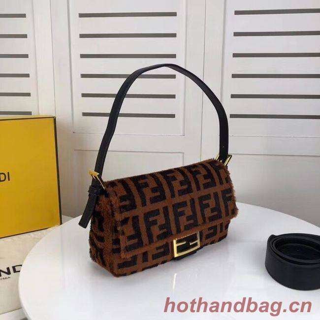 Fendi BAGUETTE Brown mink bag BR771A9 Brown