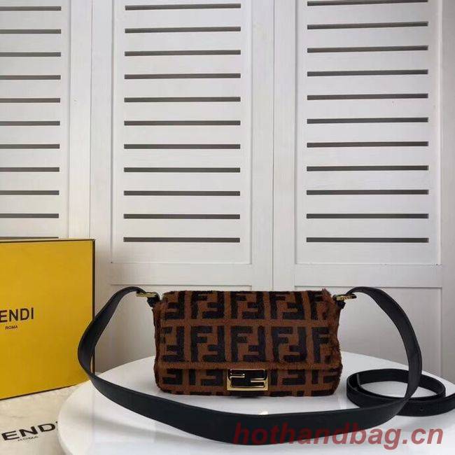 Fendi BAGUETTE Brown mink bag BR771A9 Brown