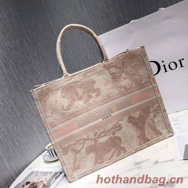 DIOR BOOK TOTE BAG IN EMBROIDERED CANVAS M929 Beige