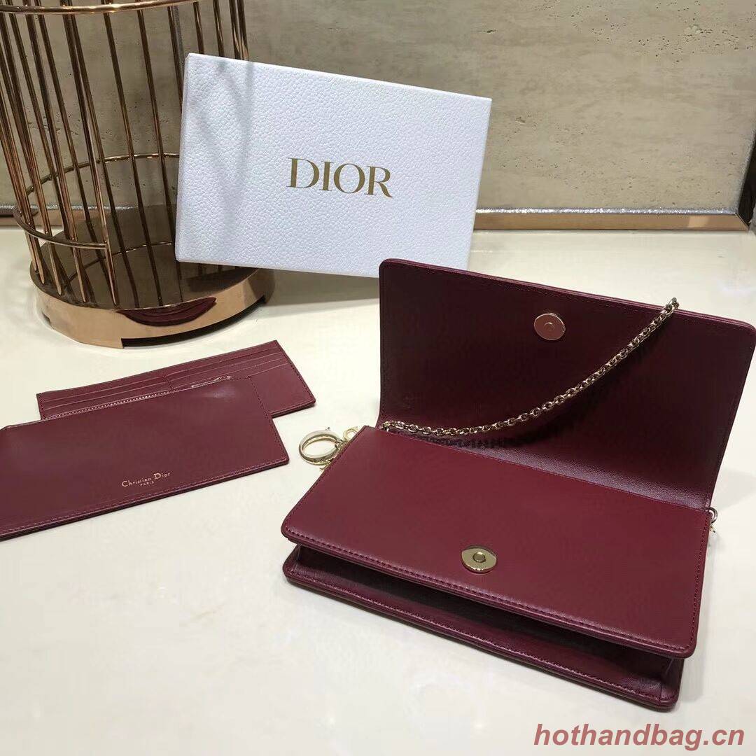 LADY DIOR Sheepskin WALLET C9025A Burgundy