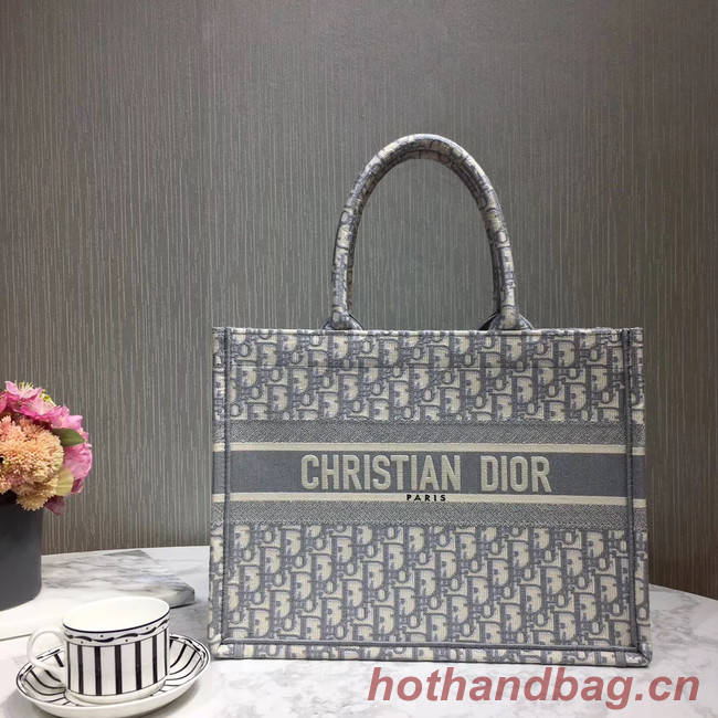 DIOR BOOK TOTE BAG IN EMBROIDERED CANVAS C1286-3 grey