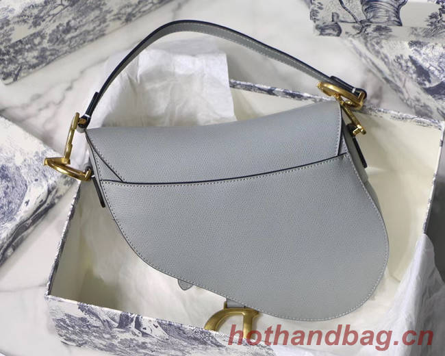 DIOR GRAY STONE SADDLE GRAIN CALFSKIN BAG M0446C