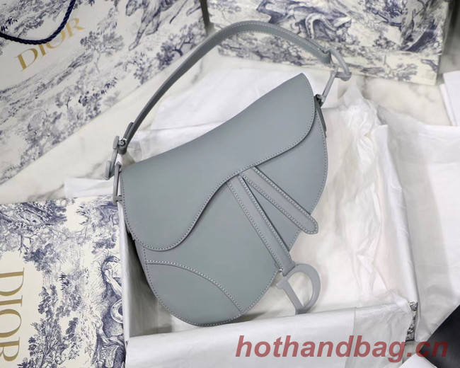 DIOR GRAY STONE SADDLE MATTE CALFSKIN BAG M0446I