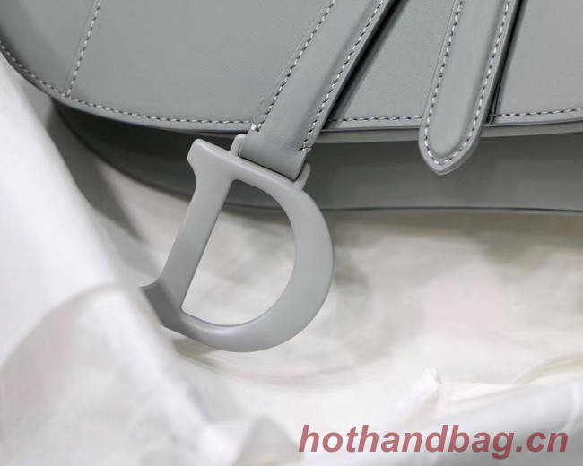 DIOR GRAY STONE SADDLE MATTE CALFSKIN BAG M0446I