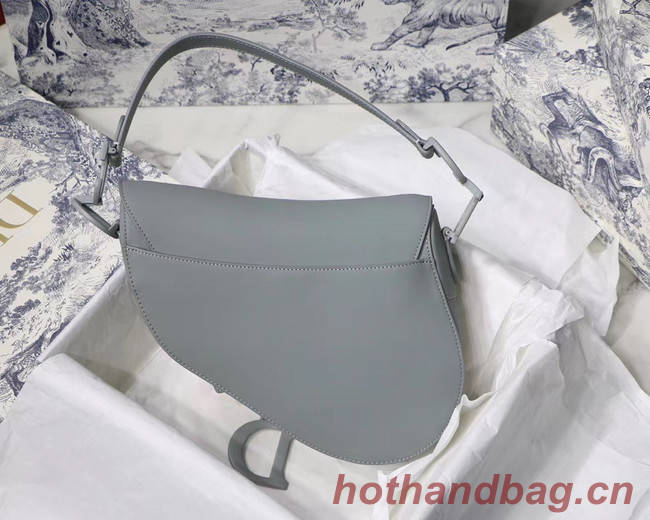 DIOR GRAY STONE SADDLE MATTE CALFSKIN BAG M0446I