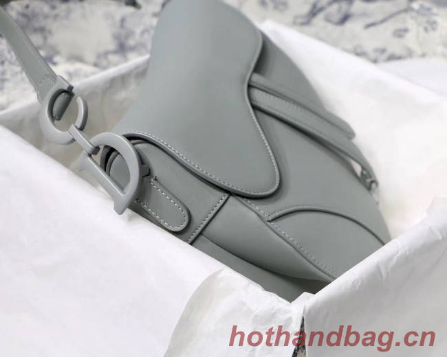 DIOR GRAY STONE SADDLE MATTE CALFSKIN BAG M0446I