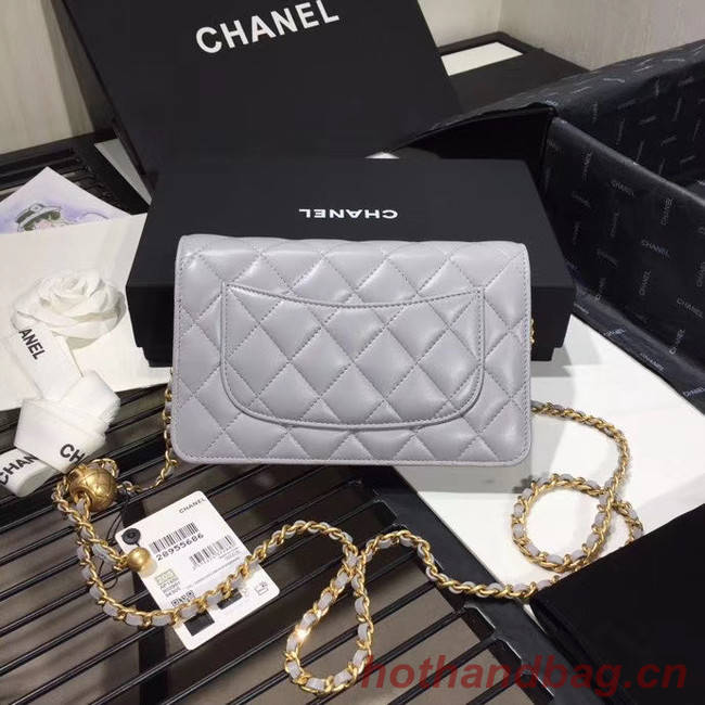 Chanel Original Small classic Sheepskin flap bag AS33814 light grey