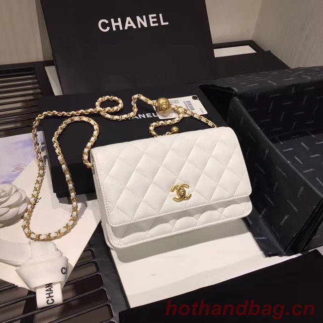 Chanel Original Small classic Sheepskin flap bag AS33814 white